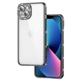 Evastore Apple iPhone 13 Kamera Korumalı Taşlı Mina Kapak Kılıf
