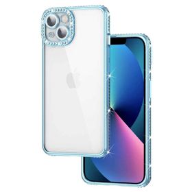 Evastore Apple iPhone 13 Kamera Korumalı Taşlı Mina Kapak Kılıf