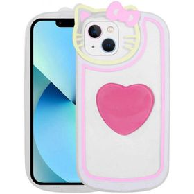 Evastore Apple iPhone 13 Kedi Figürlü Transparan Pop Soketli Ritmik Kapak Kılıf