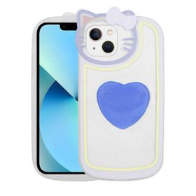 Evastore Apple iPhone 13 Kedi Figürlü Transparan Pop Soketli Ritmik Kapak Kılıf
