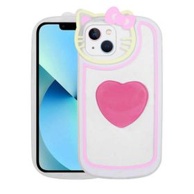 Evastore Apple iPhone 13 Kedi Figürlü Transparan Pop Soketli Ritmik Kapak Kılıf