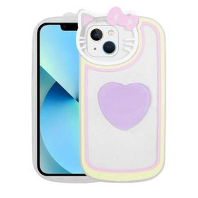 Evastore Apple iPhone 13 Kedi Figürlü Transparan Pop Soketli Ritmik Kapak Kılıf