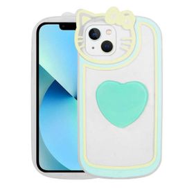 Evastore Apple iPhone 13 Kedi Figürlü Transparan Pop Soketli Ritmik Kapak Kılıf