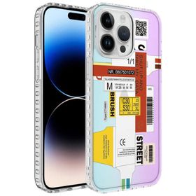 Evastore Apple iPhone 13 Pro Max Airbag Kenarlı Renkli Desenli Elegans Silikon Kılıf