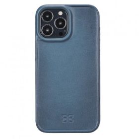 Evastore Apple iPhone 13 Pro Max Uyumlu Hull BRN4EF Mavi Deri Arka Kapak Kılıf