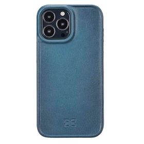 Evastore Apple iPhone 13 Pro Max Uyumlu Hull BRN4EF Mavi Deri Arka Kapak Kılıf