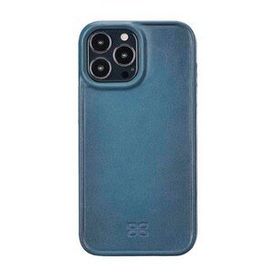 Evastore Apple iPhone 13 Pro Max Uyumlu Hull BRN4EF Mavi Deri Arka Kapak Kılıf