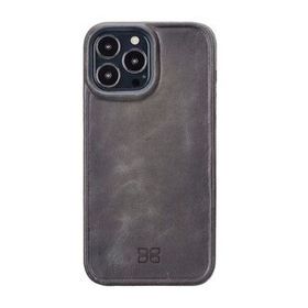 Evastore Apple iPhone 13 Pro Max Uyumlu Hull TN18EF Gri Deri Arka Kapak Kılıf