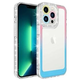 Evastore Apple iPhone 13 Pro Simli ve Renk Geçiş Tasarımlı Lens Korumalı Park Kapak Kılıf