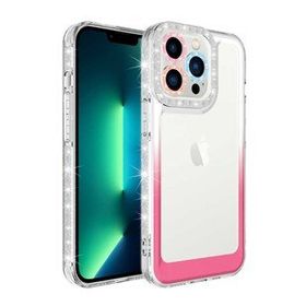 Evastore Apple iPhone 13 Pro Simli ve Renk Geçiş Tasarımlı Lens Korumalı Park Kapak Kılıf