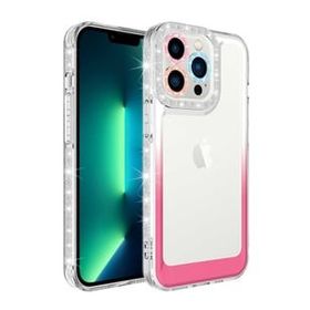 Evastore Apple iPhone 13 Pro Simli ve Renk Geçiş Tasarımlı Lens Korumalı Park Kapak Kılıf