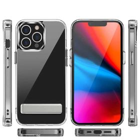 Evastore Apple iPhone 13 Pro Standlı Şeffaf Silikon L-Stand Kapak Kılıf