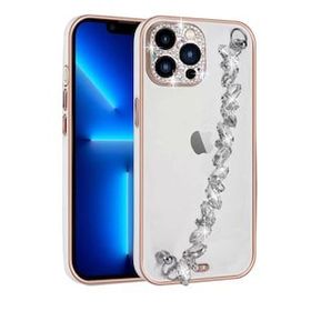 Evastore Apple iPhone 13 Pro Taş Süslemeli Kamera Korumalı El Tutamaçlı Blazer Kapak Kılıf