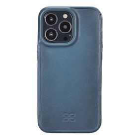 Evastore Apple iPhone 13 Pro Uyumlu Hull BRN4EF Mavi Deri Arka Kapak Kılıf
