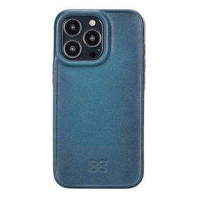 Evastore Apple iPhone 13 Pro Uyumlu Hull BRN4EF Mavi Deri Arka Kapak Kılıf