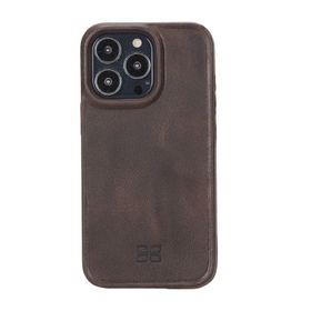 Evastore Apple iPhone 13 Pro Uyumlu Hull TN3 Kahve Deri Arka Kapak Kılıf
