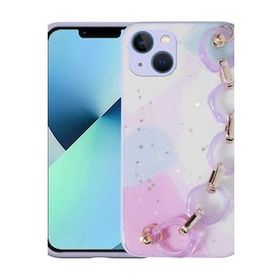 Evastore Apple iPhone 13 Simli Desenli El Askılı Tutacaklı Elsa Silikon Kapak Kılıf