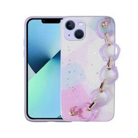 Evastore Apple iPhone 13 Simli Desenli El Askılı Tutacaklı Elsa Silikon Kapak Kılıf