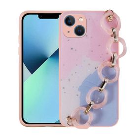 Evastore Apple iPhone 13 Simli Desenli El Askılı Tutacaklı Elsa Silikon Kapak Kılıf