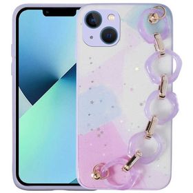 Evastore Apple iPhone 13 Simli Desenli El Askılı Tutacaklı Elsa Silikon Kapak Kılıf