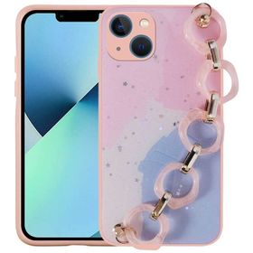 Evastore Apple iPhone 13 Simli Desenli El Askılı Tutacaklı Elsa Silikon Kapak Kılıf