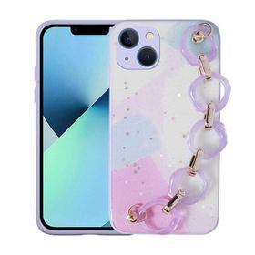 Evastore Apple iPhone 13 Simli Desenli El Askılı Tutacaklı Elsa Silikon Kapak Kılıf