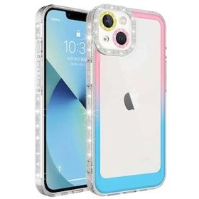 Evastore Apple iPhone 13 Simli ve Renk Geçiş Tasarımlı Lens Korumalı Park Kapak Kılıf