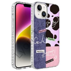 Evastore Apple iPhone 14 Airbag Kenarlı Renkli Desenli Silikon Zore Elegans Kapak Kılıf