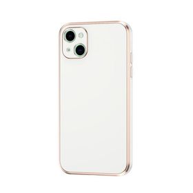 Evastore Apple iPhone 14 Kamera Korumalı Altın Kenar Tasarım Silikon Kılıf