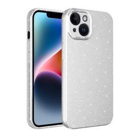Evastore Apple iPhone 14 Kamera Korumalı Simli Lüks Koton Kapak Kılıf