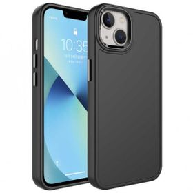 Evastore Apple iPhone 14 Metal Çerçeve ve Buton Tasarımlı Sert Botox Kapak Kılıf