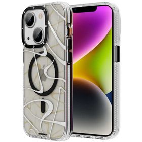 Evastore Apple iPhone 14 Plus Magsafe Şarj Özellikli Youngkit Water-Ink Serisi Siyah Kapak Kılıf