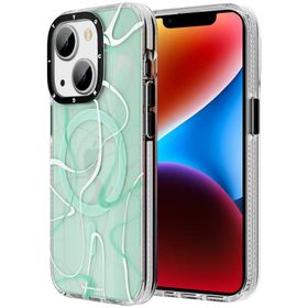 Evastore Apple iPhone 14 Plus Magsafe Şarj Özellikli Youngkit Water-Ink Serisi Yeşil Kapak Kılıf