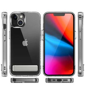 Evastore Apple iPhone 14 Plus Standlı Şeffaf Silikon L-Stand Kapak Kılıf
