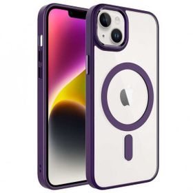 Evastore Apple iPhone 14 Plus Wireless Şarj Özellikli Krom Magsafe Silikon Kapak Kılıf