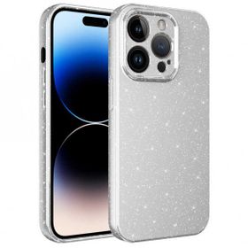 Evastore Apple iPhone 14 Pro Kamera Korumalı Simli Lüks Koton Kapak Kılıf