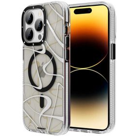 Evastore Apple iPhone 14 Pro Magsafe Şarj Özellikli Youngkit Water-Ink Serisi Siyah Kapak Kılıf