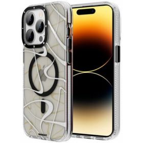 Evastore Apple iPhone 14 Pro Magsafe Şarj Özellikli Youngkit Water-Ink Serisi Siyah Kapak Kılıf