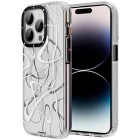 Evastore Apple iPhone 14 Pro Max Magsafe Şarj Özellikli Youngkit Water-Ink Serisi Beyaz Kapak Kılıf