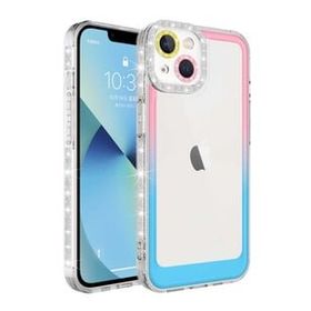 Evastore Apple iPhone 14 Simli ve Renk Geçiş Tasarımlı Lens Korumalı Park Kapak Kılıf