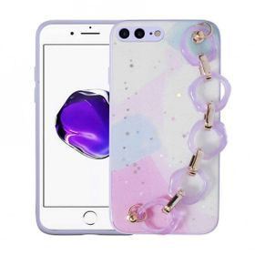 Evastore Apple iPhone 7 Plus Simli Desenli El Askılı Tutacaklı Elsa Silikon Kapak Kılıf