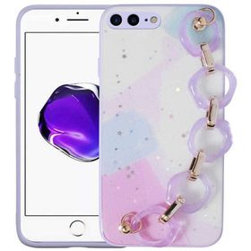 Evastore Apple iPhone 7 Plus Simli Desenli El Askılı Tutacaklı Elsa Silikon Kapak Kılıf