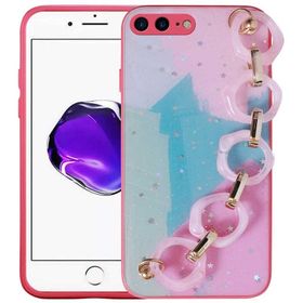 Evastore Apple iPhone 7 Plus Simli Desenli El Askılı Tutacaklı Elsa Silikon Kapak Kılıf