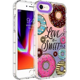 Evastore Apple iPhone 8 Kamera Korumalı Renkli Desenli Sert Silikon Korn Kapak Kılıf