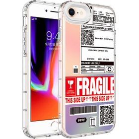 Evastore Apple iPhone 8 Kamera Korumalı Renkli Desenli Sert Silikon Korn Kapak Kılıf