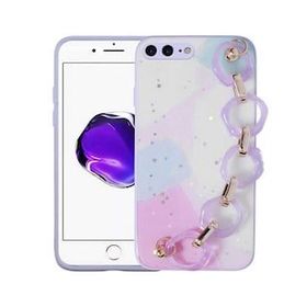 Evastore Apple iPhone 8 Plus Simli Desenli El Askılı Tutacaklı Elsa Silikon Kapak Kılıf