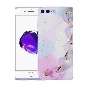 Evastore Apple iPhone 8 Plus Simli Desenli El Askılı Tutacaklı Elsa Silikon Kapak Kılıf