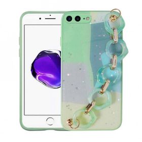 Evastore Apple iPhone 8 Plus Simli Desenli El Askılı Tutacaklı Elsa Silikon Kapak Kılıf