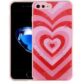 Evastore Apple iPhone 8 Plus Simli Desenli Kamera Korumalı Parlak Popy Kapak Kılıf