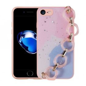 Evastore Apple iPhone 8 Simli Desenli El Askılı Tutacaklı Elsa Silikon Kapak Kılıf